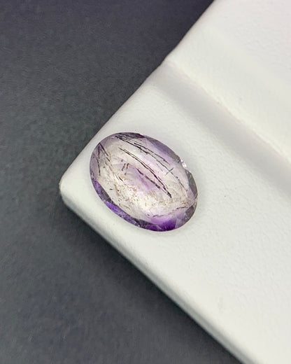 Natural Super Seven 2.40 Carat 10.7x7.7 MM Oval Shape Faceted Gemstone with 7 Crystals Healing Stone Seven Chakra Melody Stone 