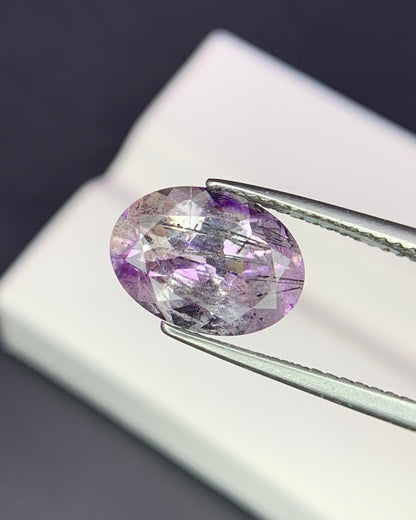 Natural Super Seven 2.40 Carat 10.7x7.7 MM Oval Shape Faceted Gemstone with 7 Crystals Healing Stone Seven Chakra Melody Stone 
