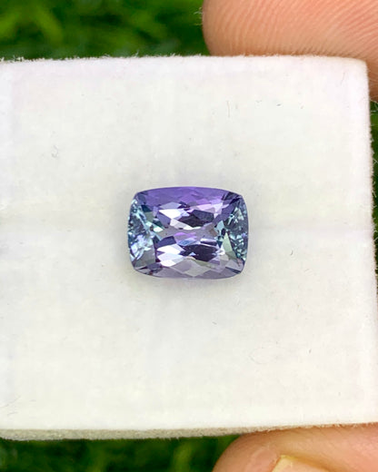 Natural Bi Color Tanzanite 1.76 Carat 7.8x6 MM Cushion Shape Faceted Gemstone