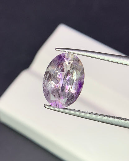 Natural Super Seven 2.40 Carat 10.7x7.7 MM Oval Shape Faceted Gemstone with 7 Crystals Healing Stone Seven Chakra Melody Stone 