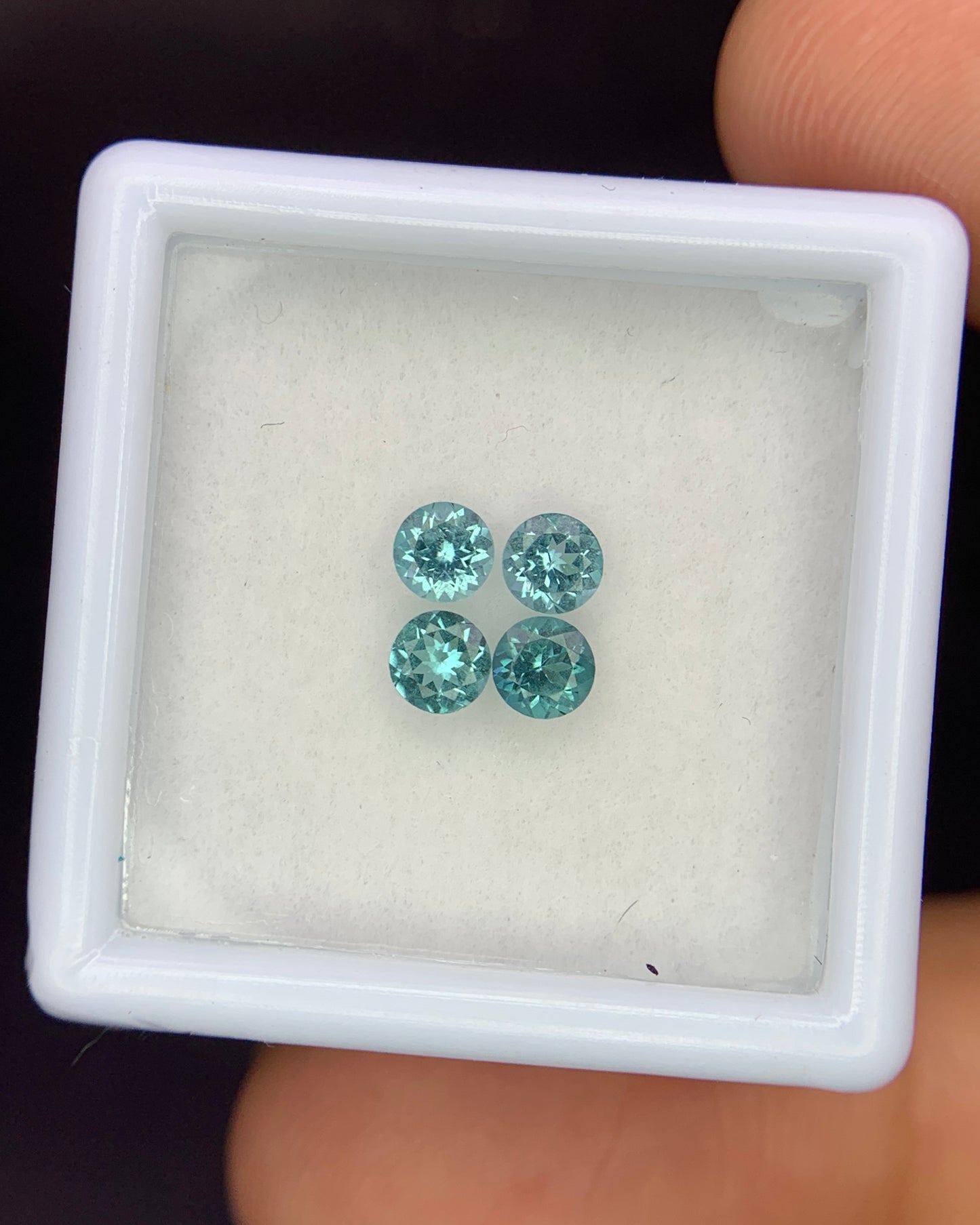 Natural Indicolite Tourmaline Lot 0.64 Carat 3.5x3.5 MM Round Faceted 4 Piece Lot