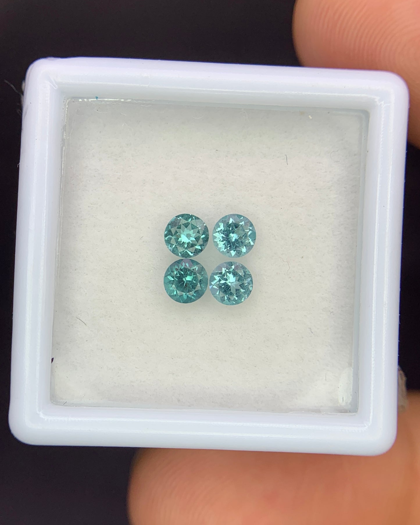 Natural Indicolite Tourmaline Lot 0.64 Carat 3.5x3.5 MM Round Faceted 4 Piece Lot