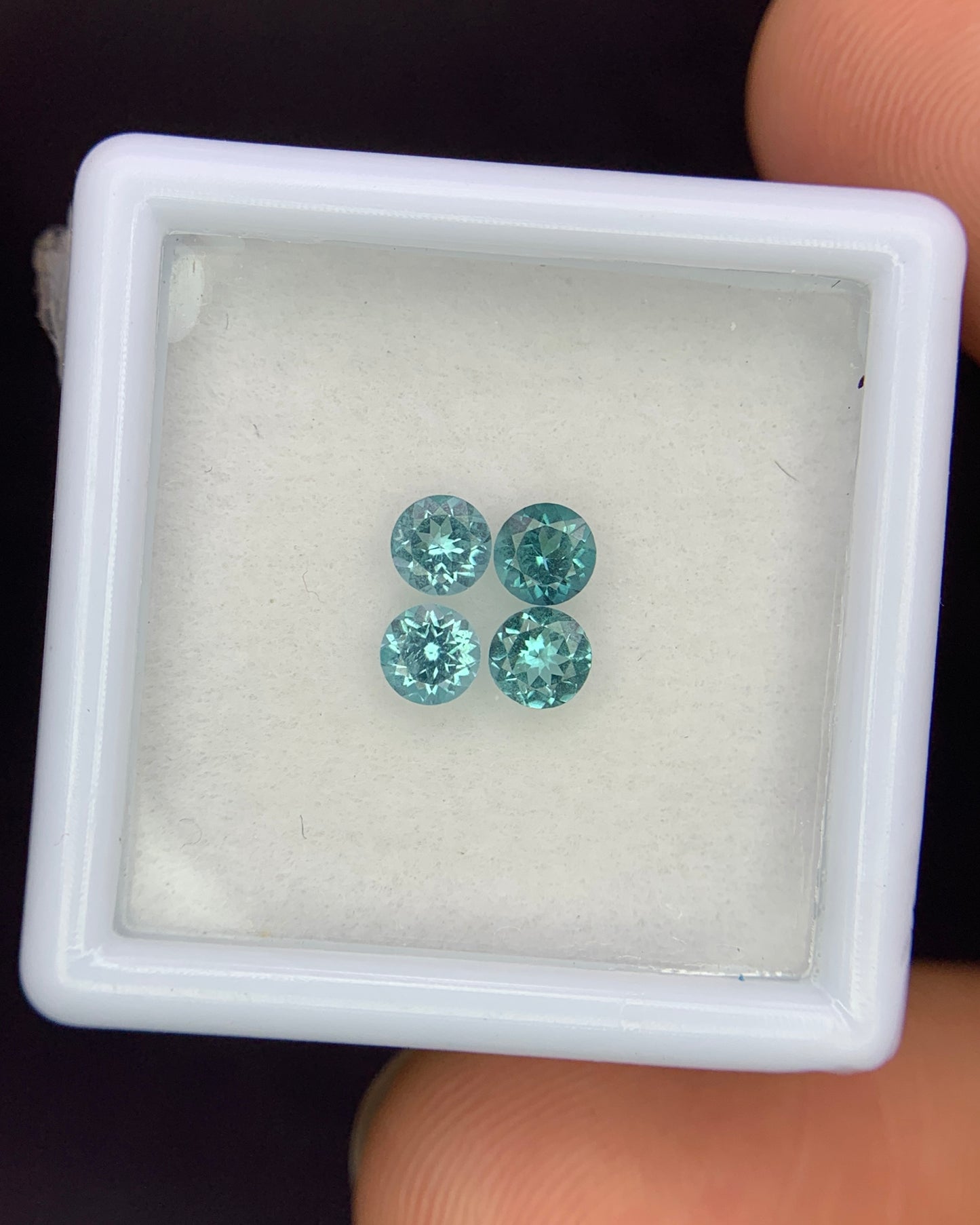 Natural Indicolite Tourmaline Lot 0.64 Carat 3.5x3.5 MM Round Faceted 4 Piece Lot