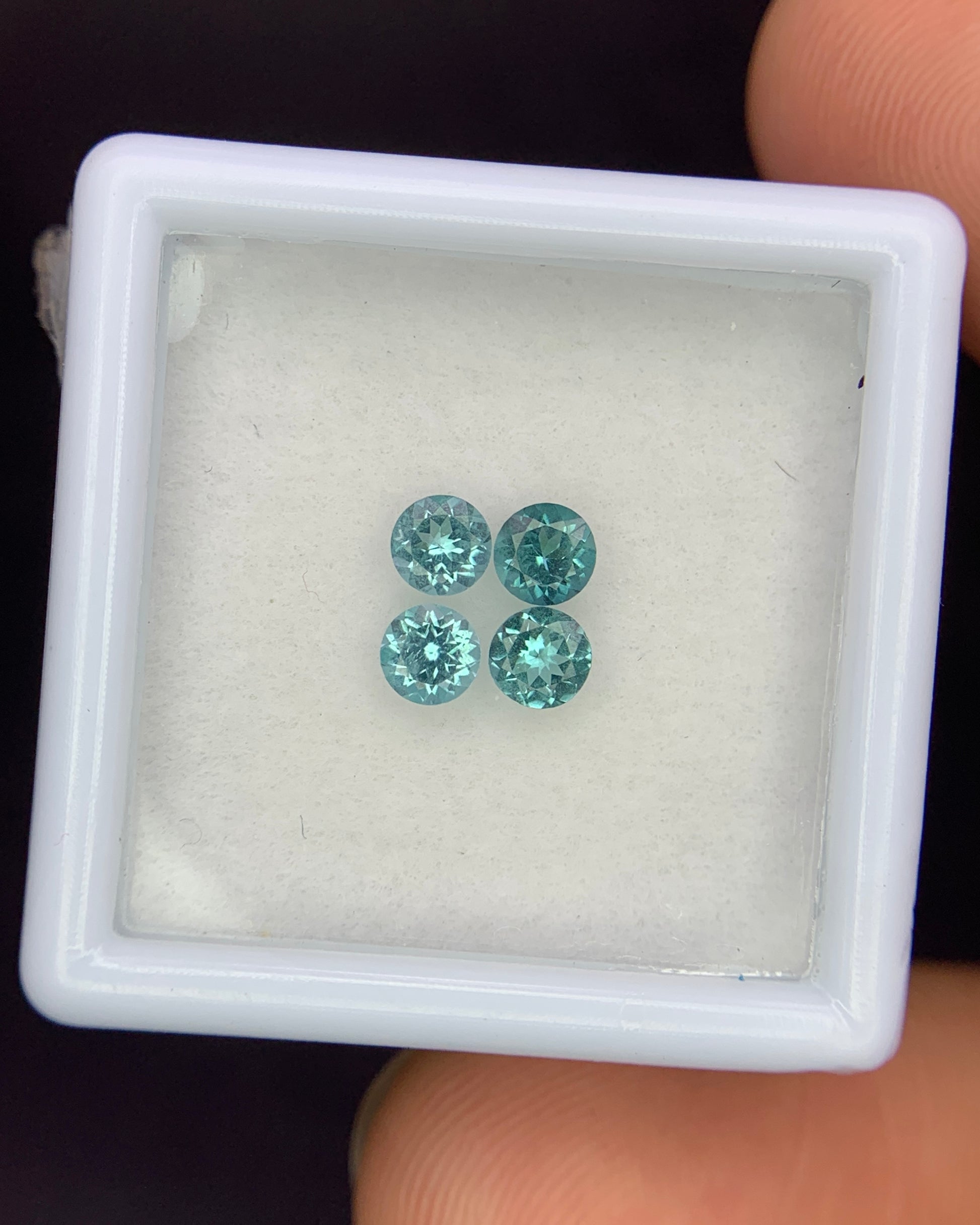 Natural Indicolite Tourmaline Lot 0.64 Carat 3.5x3.5 MM Round Faceted 4 Piece Lot