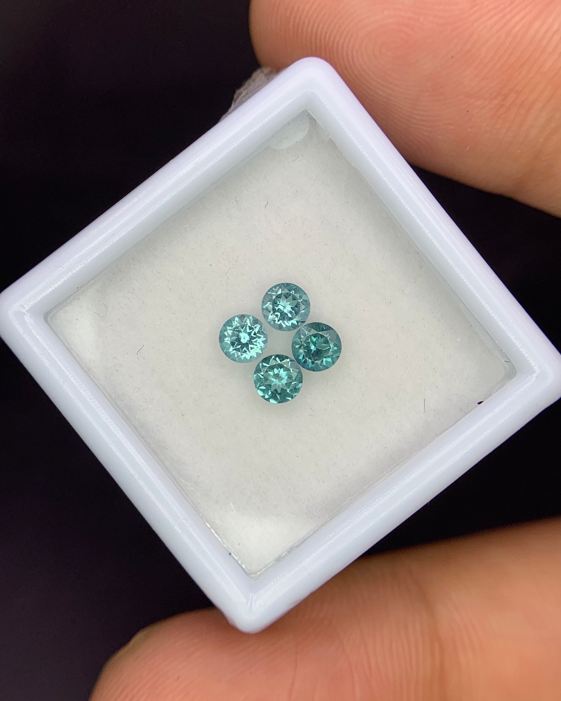 Natural Indicolite Tourmaline Lot 0.64 Carat 3.5x3.5 MM Round Faceted 4 Piece Lot