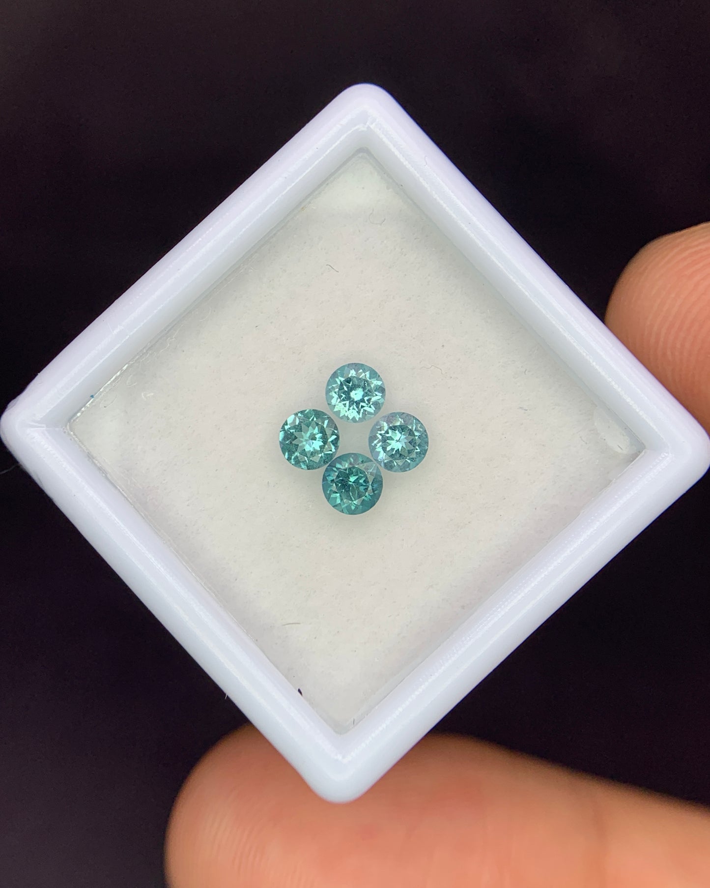 Natural Indicolite Tourmaline Lot 0.64 Carat 3.5x3.5 MM Round Faceted 4 Piece Lot