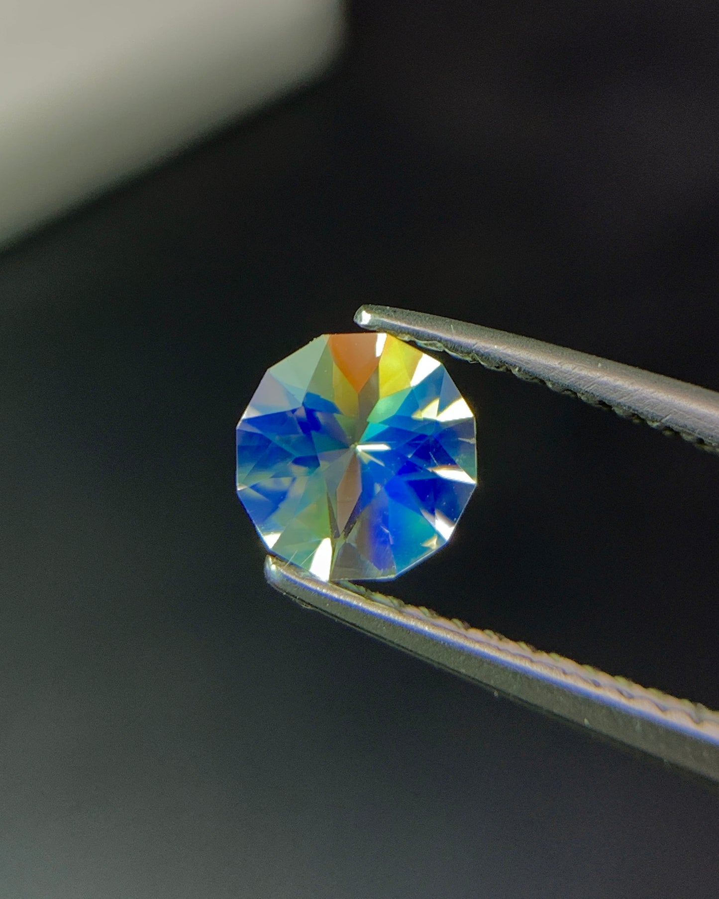 Natural Multi Fire Rainbow Moonstone 0.48 Carat 5.6x5.6 MM Corner Cut Faceted Gemstone