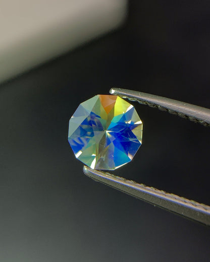 Natural Multi Fire Rainbow Moonstone 0.48 Carat 5.6x5.6 MM Corner Cut Faceted Gemstone