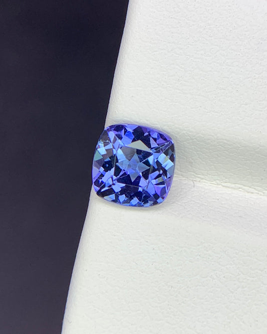 Natural Bi Color Tanzanite 1.72 Carat 7x7 MM Cushion Shape Faceted Gemstone 