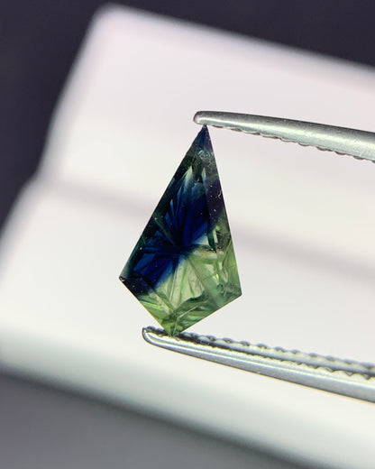 Natural Parti Sapphire 0.83 Carat 9.8x5.7 MM Fancy Shape Starbrite Cut Faceted Gemstone 