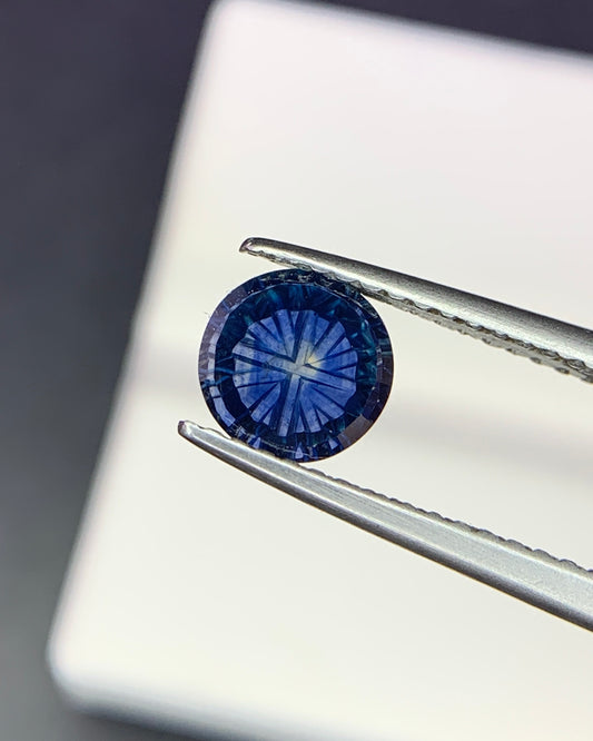 Natural Parti Sapphire 1.31 Carat 6.1x6.1 MM Round Shape Starbrite Cut Faceted Gemstone 