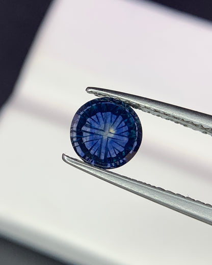 Natural Parti Sapphire 1.31 Carat 6.1x6.1 MM Round Shape Starbrite Cut Faceted Gemstone 