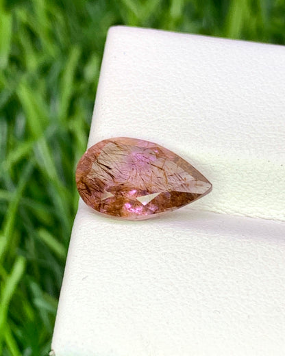 Natural Super Seven 2.40 Carat 12.1x8 MM Pear Shape Faceted Gemstone with 7 Crystals Healing Stone Seven Chakra Melody Stone