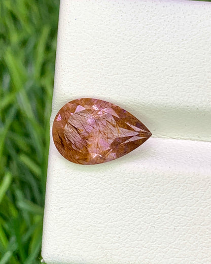 Natural Super Seven 2.40 Carat 12.1x8 MM Pear Shape Faceted Gemstone with 7 Crystals Healing Stone Seven Chakra Melody Stone
