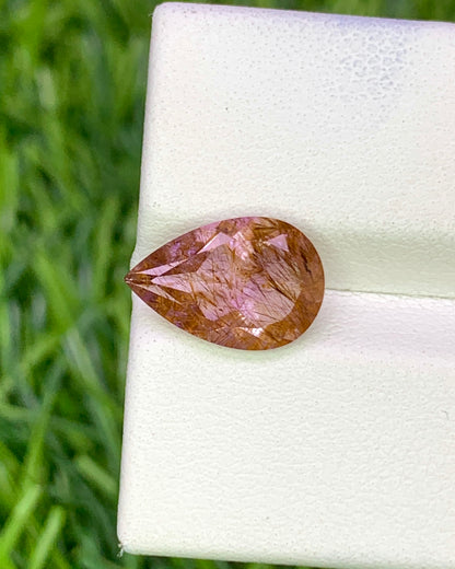 Natural Super Seven 2.40 Carat 12.1x8 MM Pear Shape Faceted Gemstone with 7 Crystals Healing Stone Seven Chakra Melody Stone