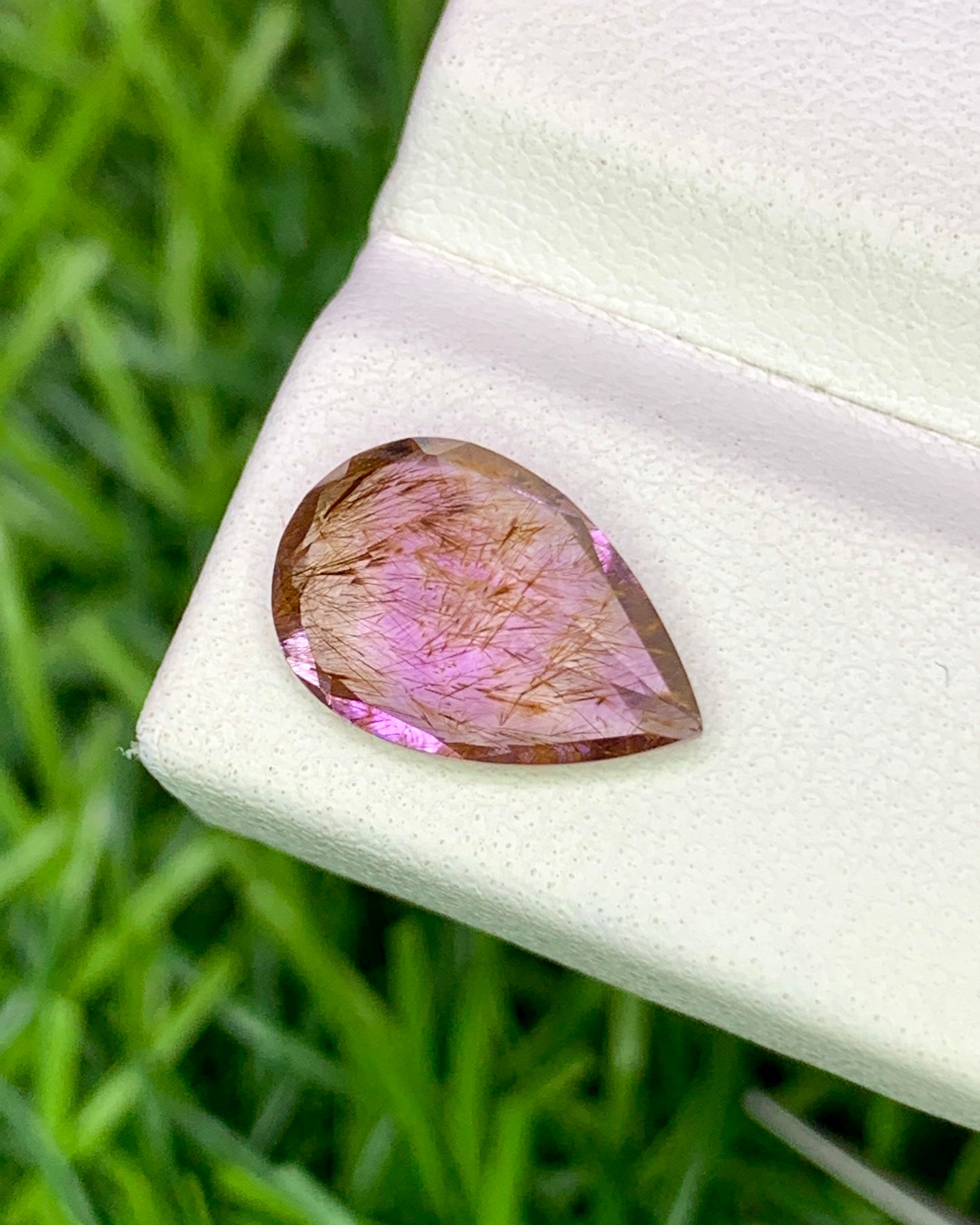 Natural Super Seven 2.40 Carat 12.1x8 MM Pear Shape Faceted Gemstone with 7 Crystals Healing Stone Seven Chakra Melody Stone