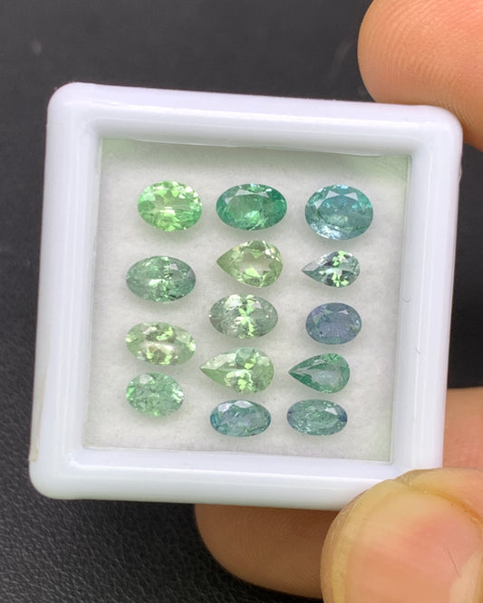 Natural Rare Kornerupine Lot 3.31 Carat Mix Size Oval/Pear Shape Faceted Gemstone 14 Piece Lot