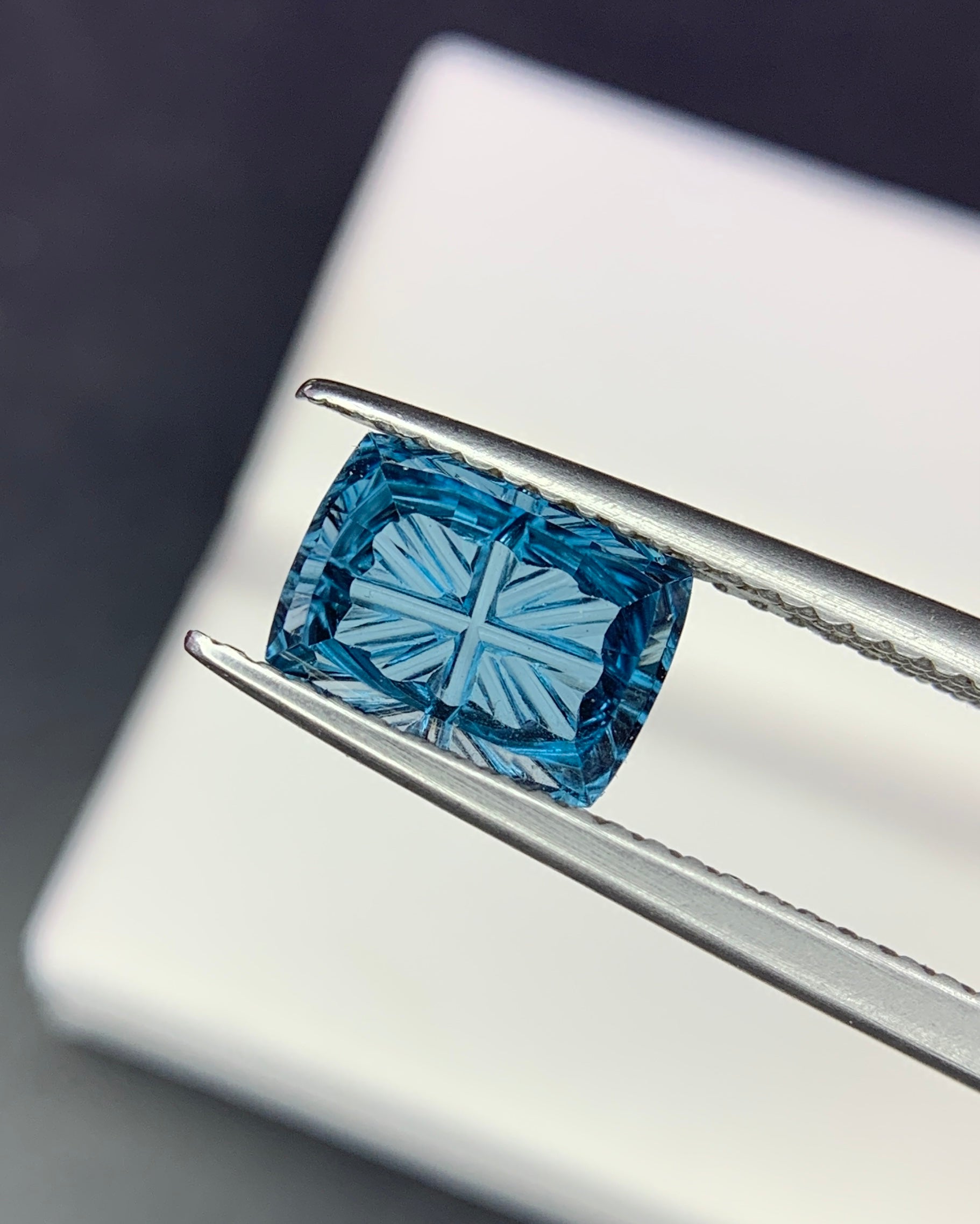Natural London Blue Topaz 2.13 Carat 8.3x6.3 MM Cushion Shape Starbrite Cut Faceted Gemstone 