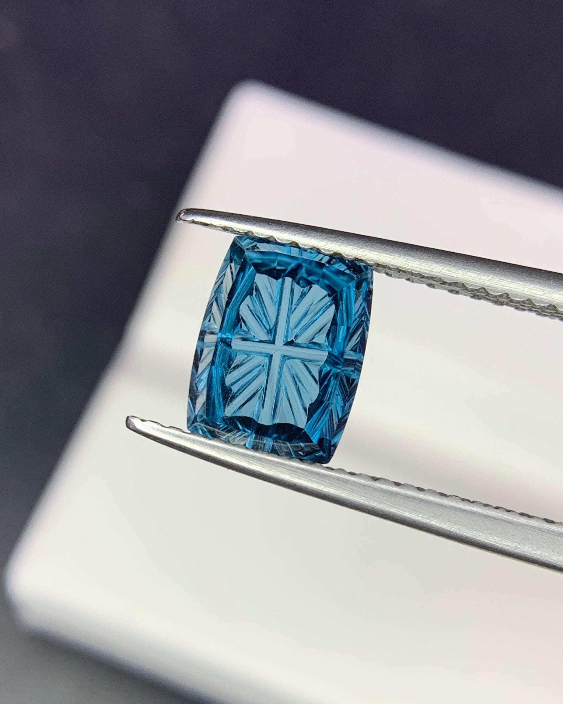 Natural London Blue Topaz 2.13 Carat 8.3x6.3 MM Cushion Shape Starbrite Cut Faceted Gemstone 