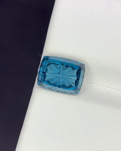 Natural London Blue Topaz 2.13 Carat 8.3x6.3 MM Cushion Shape Starbrite Cut Faceted Gemstone 