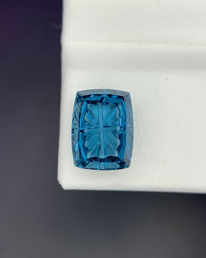 Natural London Blue Topaz 2.13 Carat 8.3x6.3 MM Cushion Shape Starbrite Cut Faceted Gemstone 