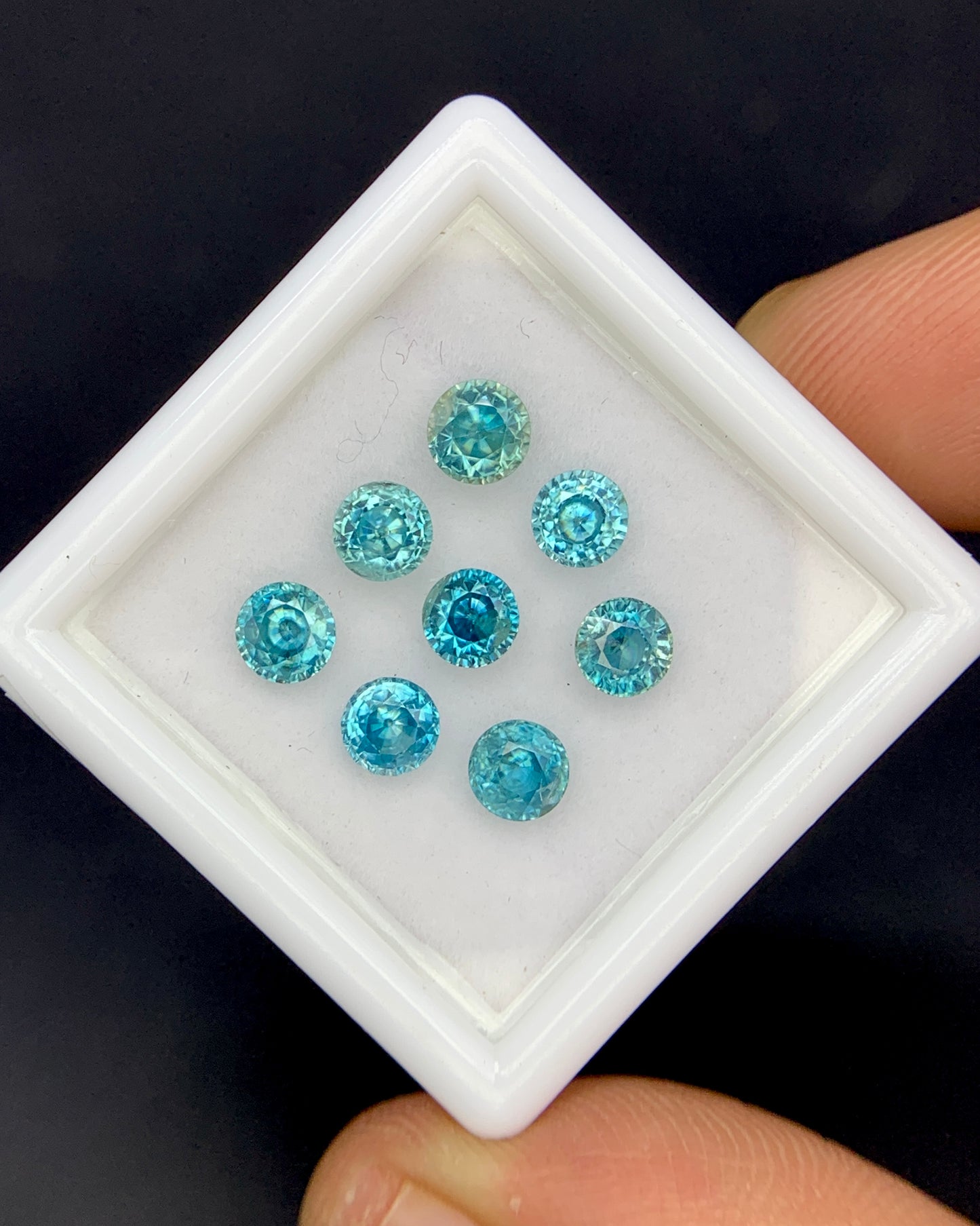 Natural Cambodian Blue Zircon Lot 3.89 Carat 4x4 MM Round Shape Faceted Gemstone 8 Piece Lot 
