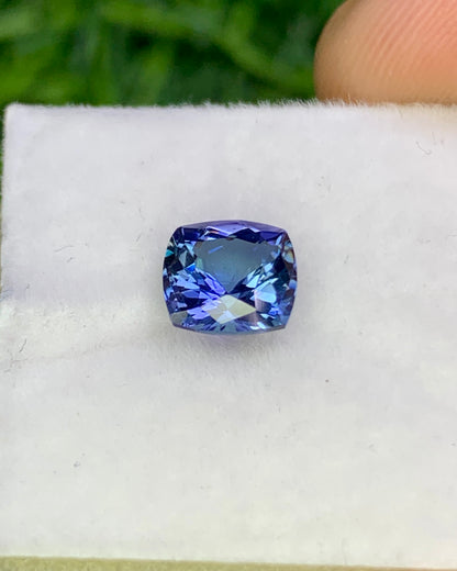 Natural Bi Color Tanzanite 1.28 Carat 6.3x6.3 MM Cushion Shape Faceted Gemstone