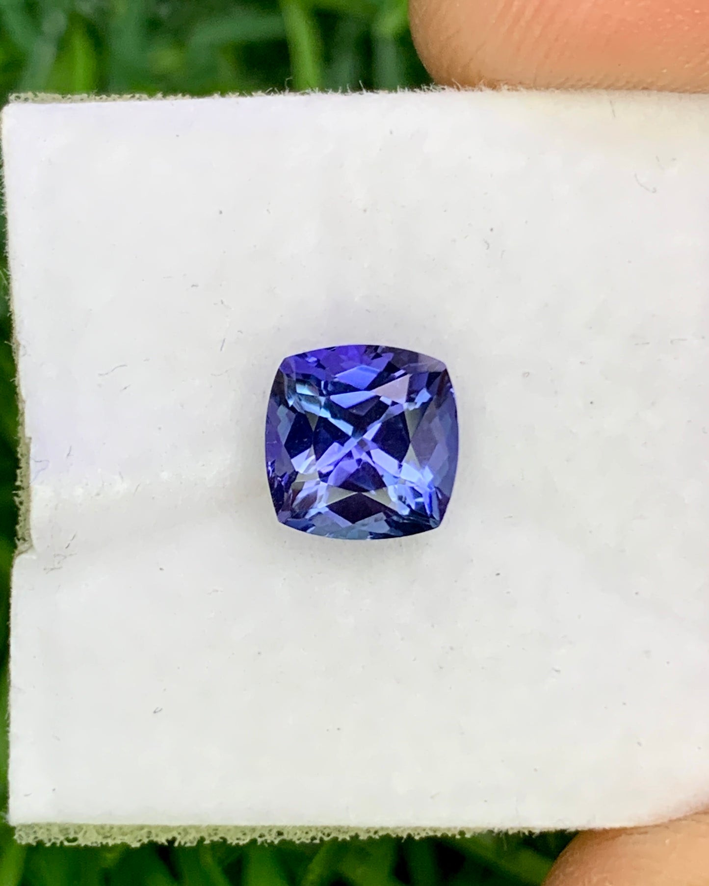 Natural Bi Color Tanzanite 1.28 Carat 6.3x6.3 MM Cushion Shape Faceted Gemstone