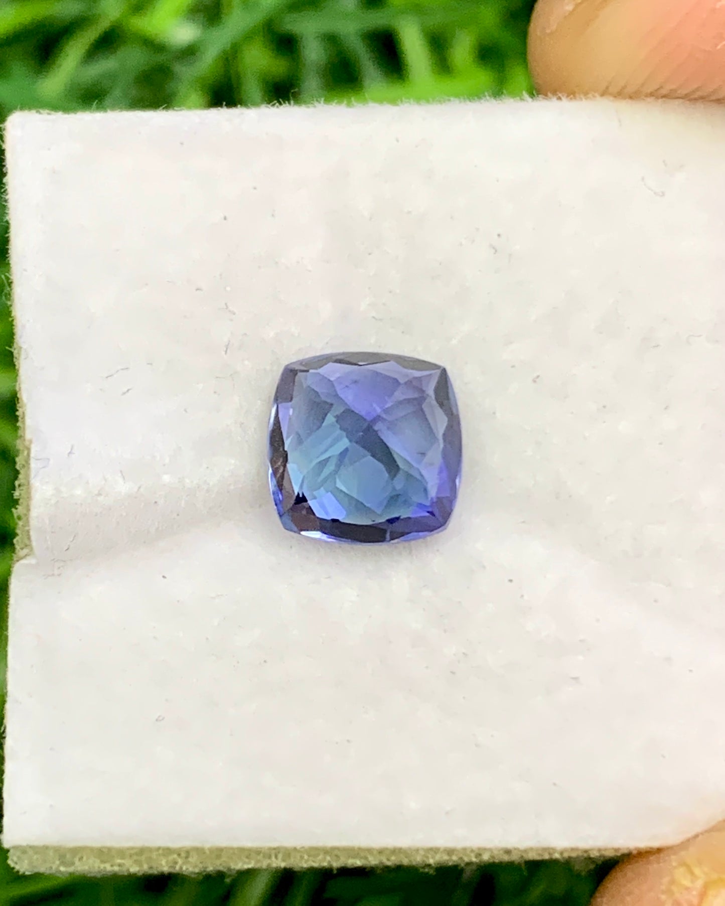 Natural Bi Color Tanzanite 1.28 Carat 6.3x6.3 MM Cushion Shape Faceted Gemstone