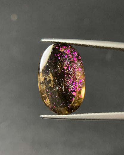 Natural Rare Pink Fire Quartz 6.20 Carat 16x10.7 MM Oval Shape Covellite Quartz Gemstone from Brazil 