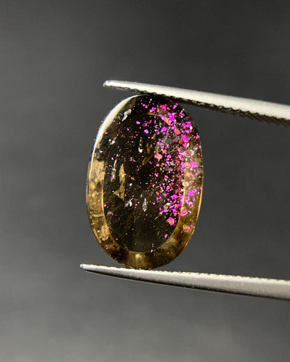 Natural Rare Pink Fire Quartz 6.20 Carat 16x10.7 MM Oval Shape Covellite Quartz Gemstone from Brazil 