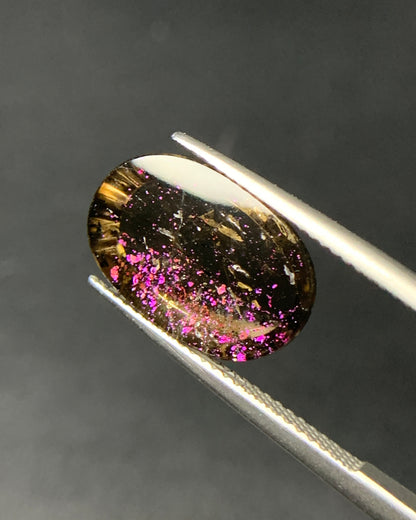 Natural Rare Pink Fire Quartz 6.20 Carat 16x10.7 MM Oval Shape Covellite Quartz Gemstone from Brazil 