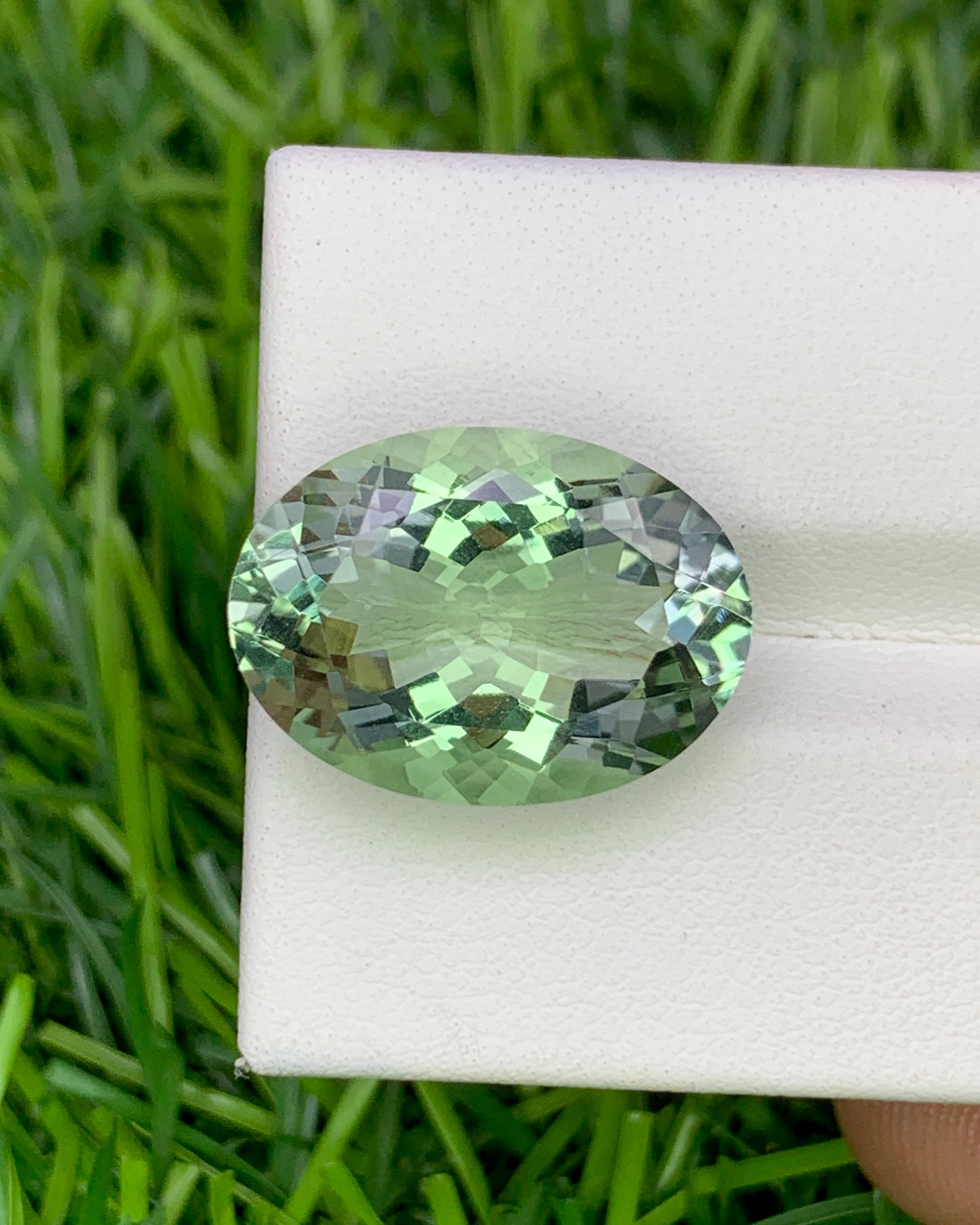 Natural Prasiolite (Green Amethyst) 11.38 Carat 18.1x13.1 MM Oval Shape Faceted gemstone