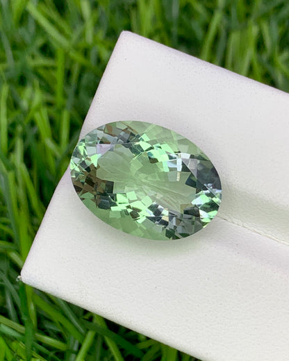 Natural Prasiolite (Green Amethyst) 11.38 Carat 18.1x13.1 MM Oval Shape Faceted gemstone