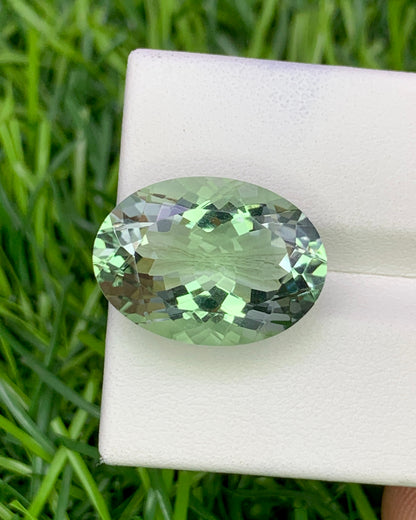 Natural Prasiolite (Green Amethyst) 11.38 Carat 18.1x13.1 MM Oval Shape Faceted gemstone