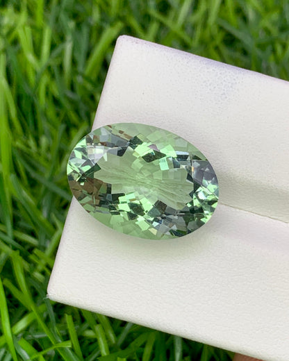 Natural Prasiolite (Green Amethyst) 11.38 Carat 18.1x13.1 MM Oval Shape Faceted gemstone