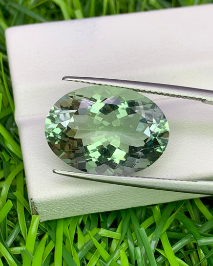 Natural Prasiolite (Green Amethyst) 11.38 Carat 18.1x13.1 MM Oval Shape Faceted gemstone