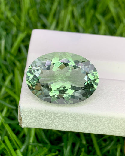 Natural Prasiolite (Green Amethyst) 11.38 Carat 18.1x13.1 MM Oval Shape Faceted gemstone