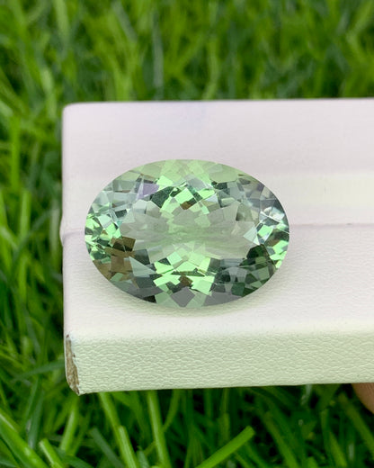 Natural Prasiolite (Green Amethyst) 11.38 Carat 18.1x13.1 MM Oval Shape Faceted gemstone