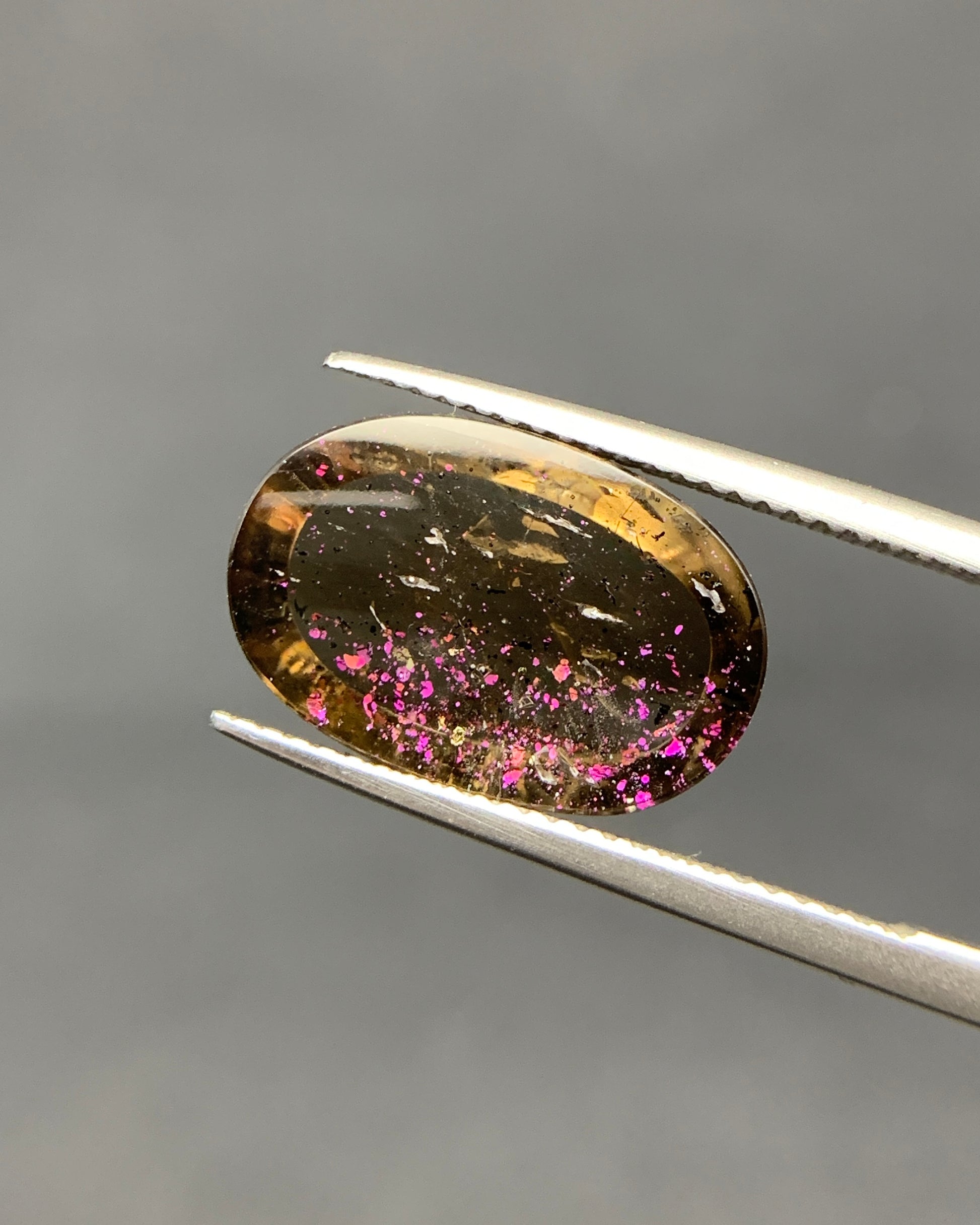 Natural Rare Pink Fire Quartz 6.20 Carat 16x10.7 MM Oval Shape Covellite Quartz Gemstone from Brazil 