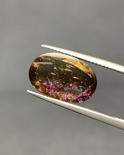 Natural Rare Pink Fire Quartz 6.20 Carat 16x10.7 MM Oval Shape Covellite Quartz Gemstone from Brazil 