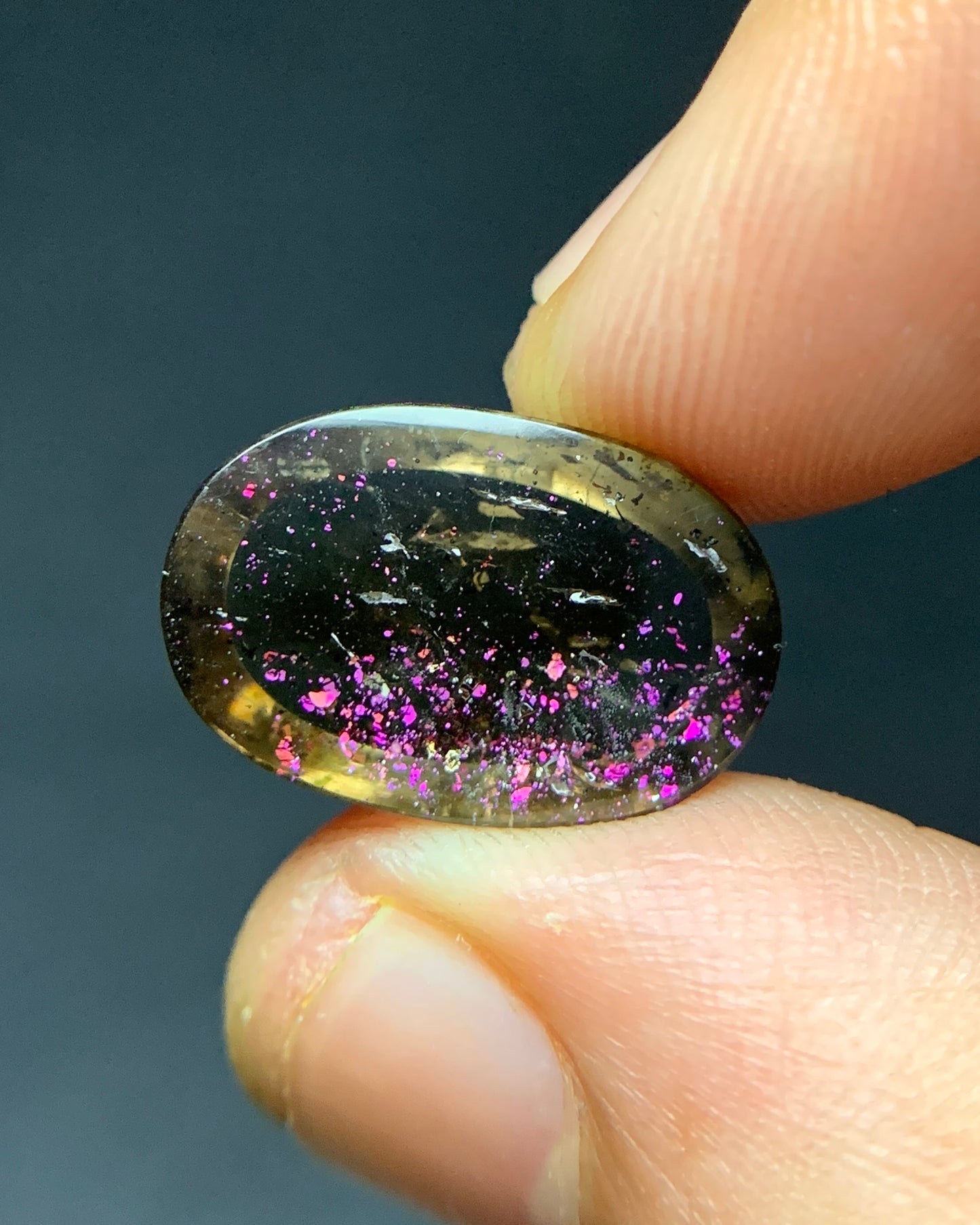 Natural Rare Pink Fire Quartz 6.20 Carat 16x10.7 MM Oval Shape Covellite Quartz Gemstone from Brazil 