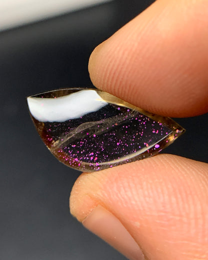 Natural Rare Pink Fire Quartz 4.85 Carat 18.6x9.4 MM Freeform Shape Covellite Quartz Gemstone from Brazil 