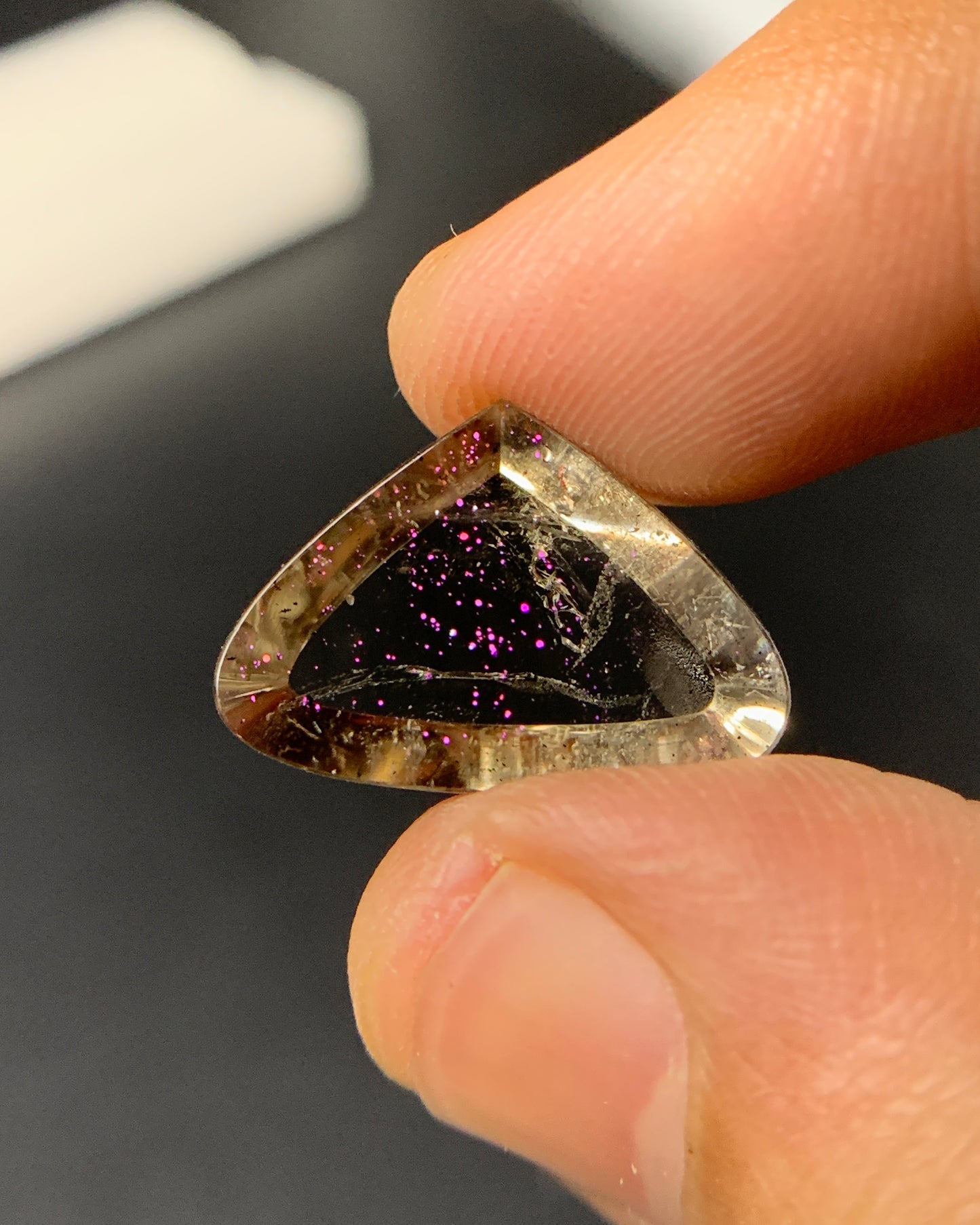 Natural Rare Pink Fire Quartz 8.73 Carat 18.2x12.7 MM Heart Shape Covellite Quartz Gemstone from Brazil