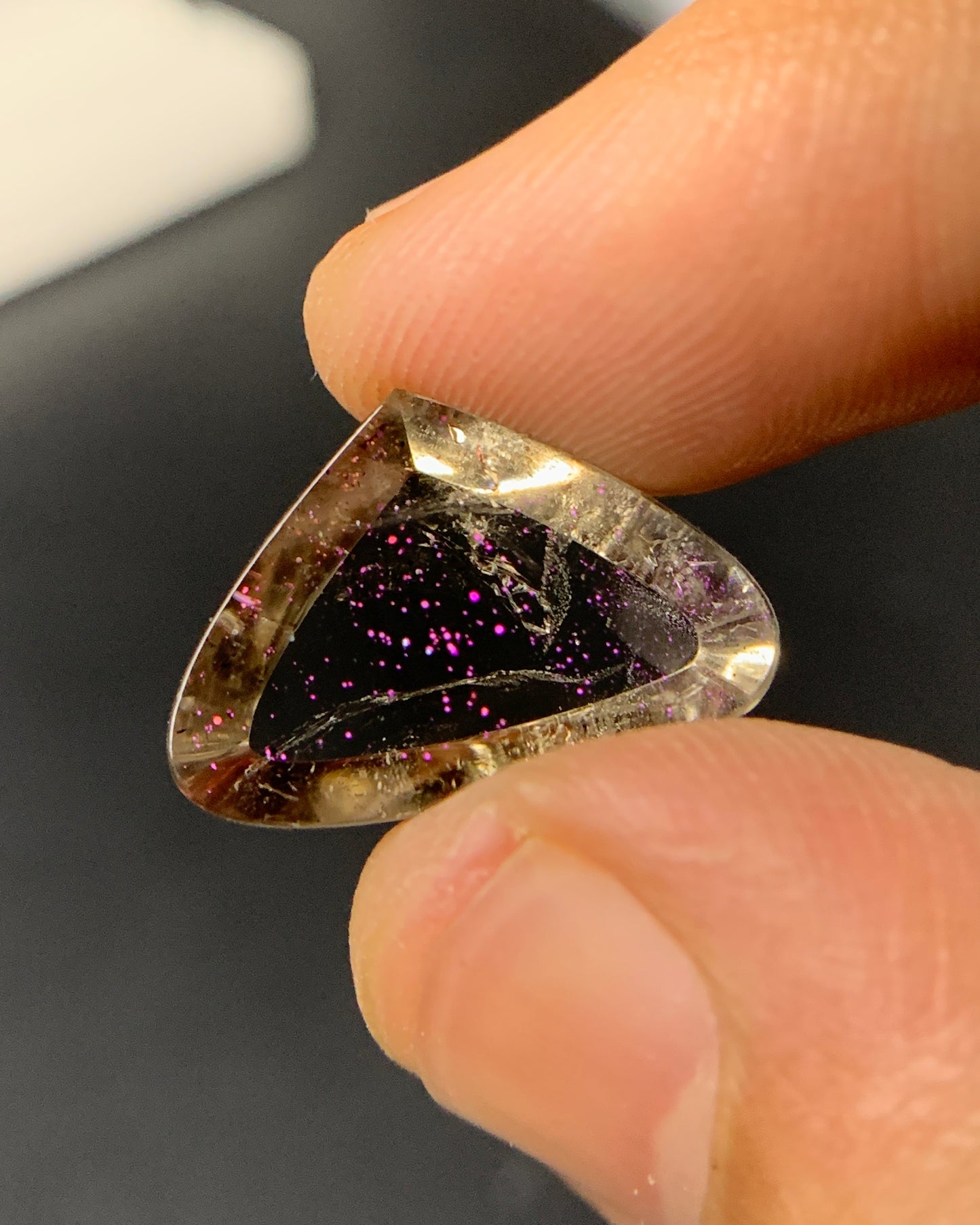 Natural Rare Pink Fire Quartz 8.73 Carat 18.2x12.7 MM Heart Shape Covellite Quartz Gemstone from Brazil