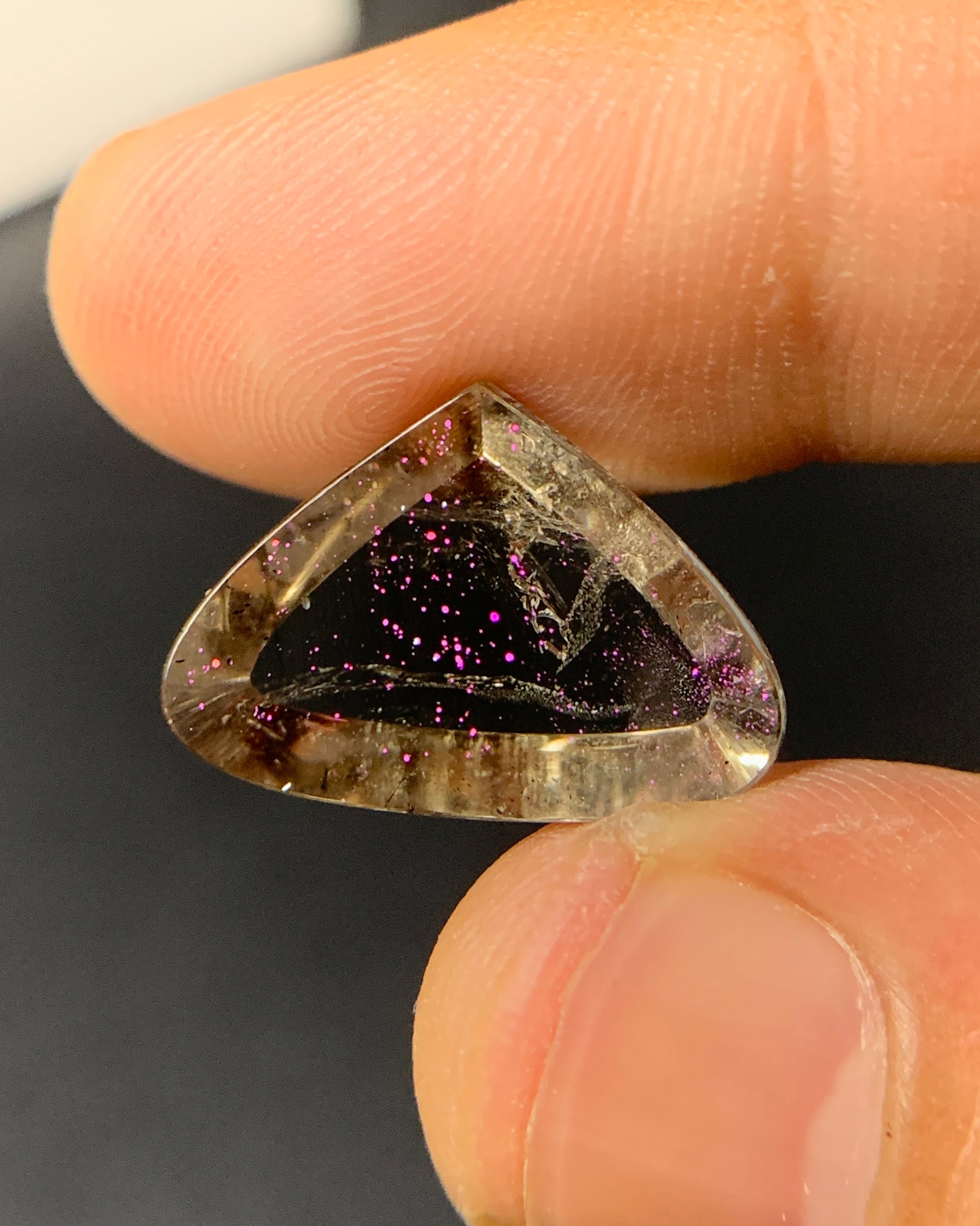 Natural Rare Pink Fire Quartz 8.73 Carat 18.2x12.7 MM Heart Shape Covellite Quartz Gemstone from Brazil