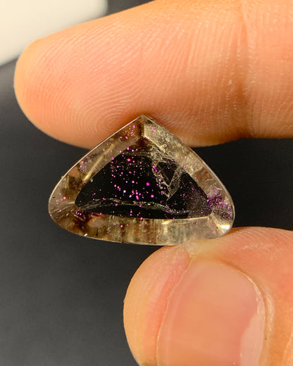 Natural Rare Pink Fire Quartz 8.73 Carat 18.2x12.7 MM Heart Shape Covellite Quartz Gemstone from Brazil