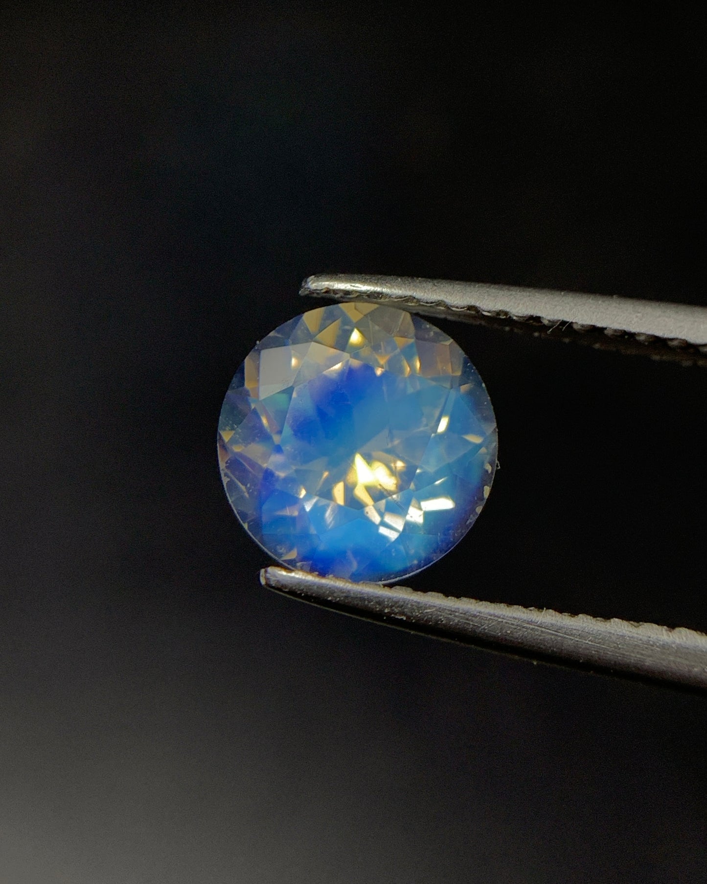 Natural Blue Fire Rainbow Moonstone 1.51 Carat 7.5x7.5 MM Round Shape Faceted Gemstone 