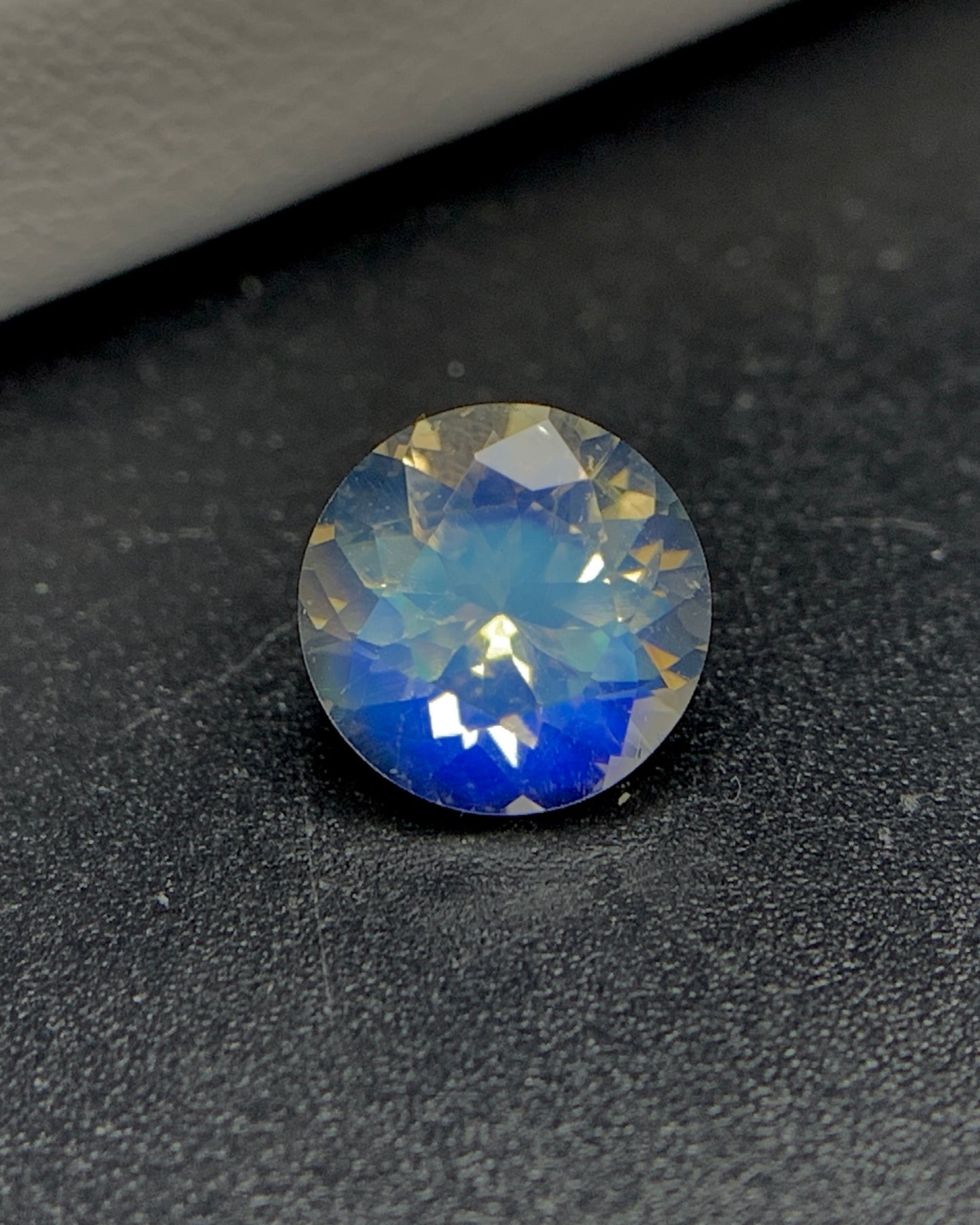 Natural Blue Fire Rainbow Moonstone 1.51 Carat 7.5x7.5 MM Round Shape Faceted Gemstone 