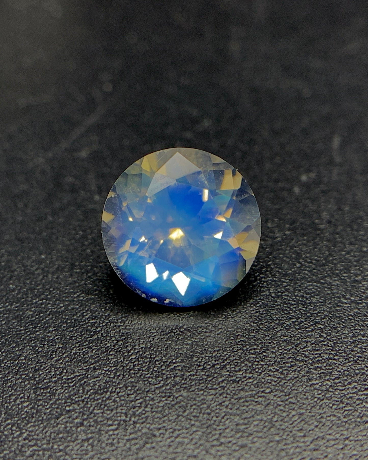 Natural Blue Fire Rainbow Moonstone 1.51 Carat 7.5x7.5 MM Round Shape Faceted Gemstone 